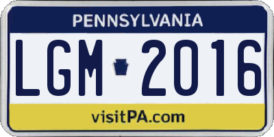 PA license plate LGM2016