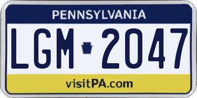 PA license plate LGM2047