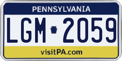 PA license plate LGM2059
