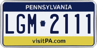 PA license plate LGM2111