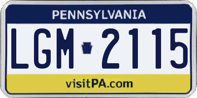 PA license plate LGM2115