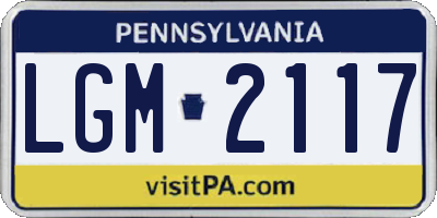 PA license plate LGM2117