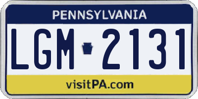 PA license plate LGM2131