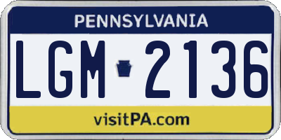 PA license plate LGM2136