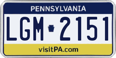 PA license plate LGM2151