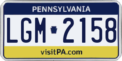 PA license plate LGM2158