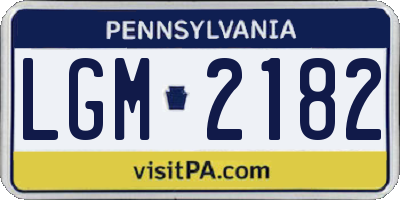 PA license plate LGM2182