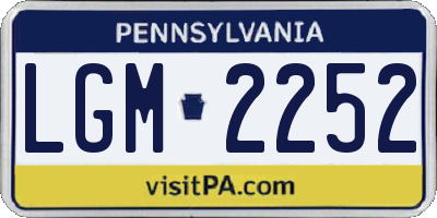 PA license plate LGM2252