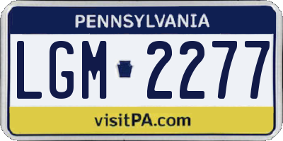PA license plate LGM2277