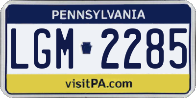PA license plate LGM2285