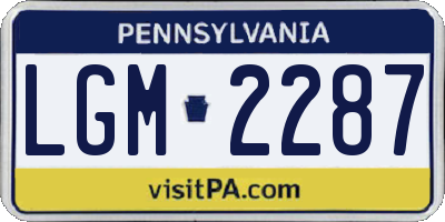 PA license plate LGM2287