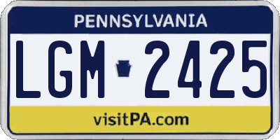 PA license plate LGM2425