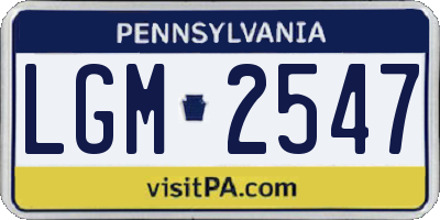 PA license plate LGM2547
