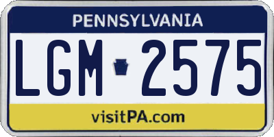 PA license plate LGM2575
