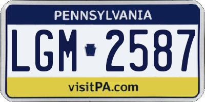 PA license plate LGM2587