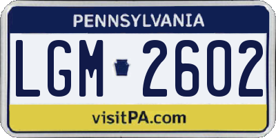 PA license plate LGM2602