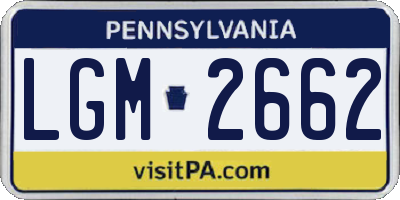 PA license plate LGM2662