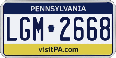 PA license plate LGM2668
