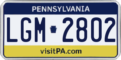PA license plate LGM2802