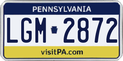 PA license plate LGM2872