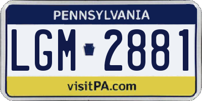 PA license plate LGM2881