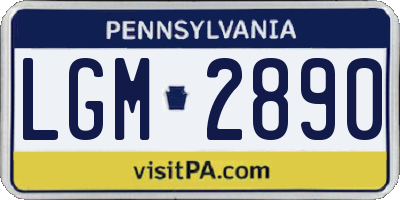 PA license plate LGM2890
