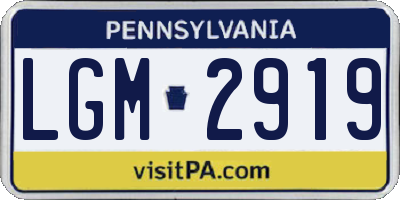 PA license plate LGM2919
