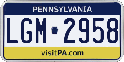 PA license plate LGM2958