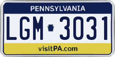 PA license plate LGM3031