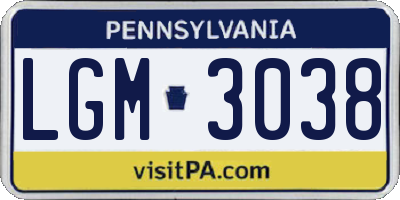 PA license plate LGM3038