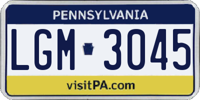 PA license plate LGM3045