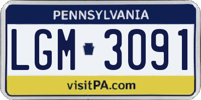 PA license plate LGM3091