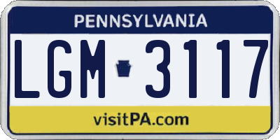 PA license plate LGM3117