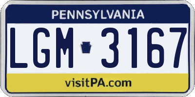 PA license plate LGM3167