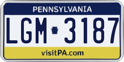 PA license plate LGM3187