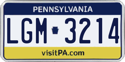 PA license plate LGM3214