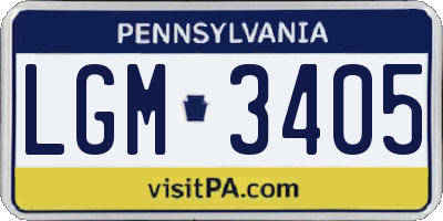 PA license plate LGM3405