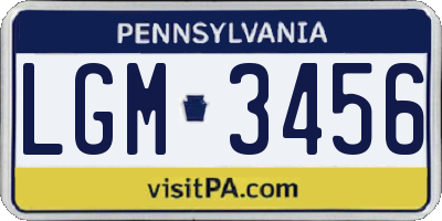 PA license plate LGM3456