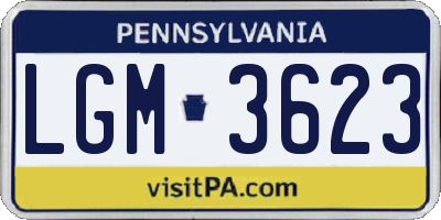 PA license plate LGM3623