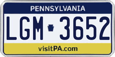 PA license plate LGM3652