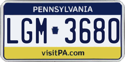 PA license plate LGM3680