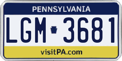 PA license plate LGM3681