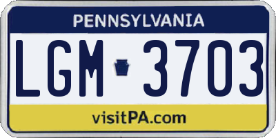 PA license plate LGM3703