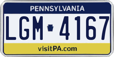 PA license plate LGM4167