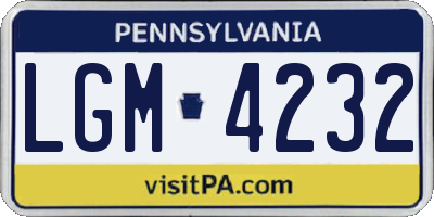 PA license plate LGM4232