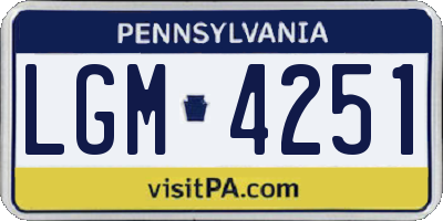 PA license plate LGM4251