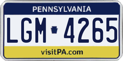 PA license plate LGM4265