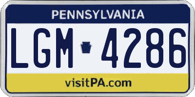PA license plate LGM4286