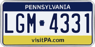 PA license plate LGM4331
