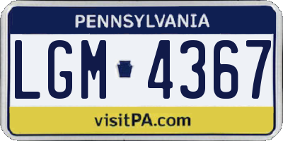 PA license plate LGM4367